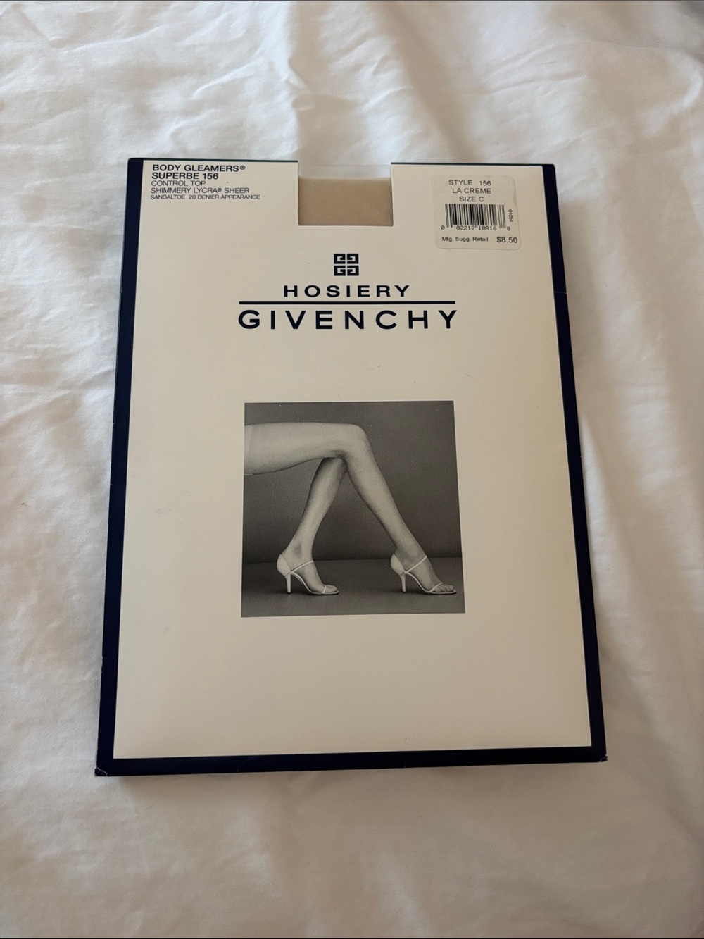 Vintage Givenchy Hosiery Body Gleamers Control Top Sandaltoe Sz C sheer nude